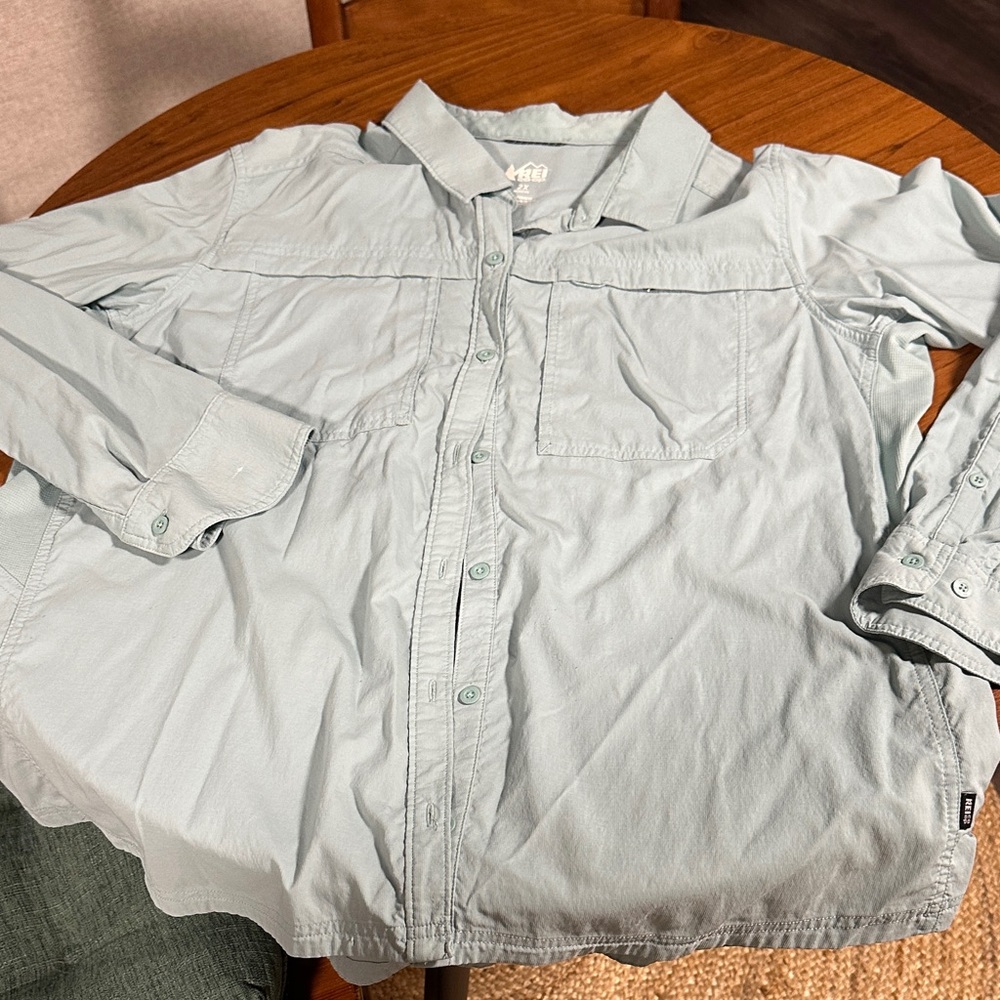 REI Light Blue Button-Down Women's Shirt